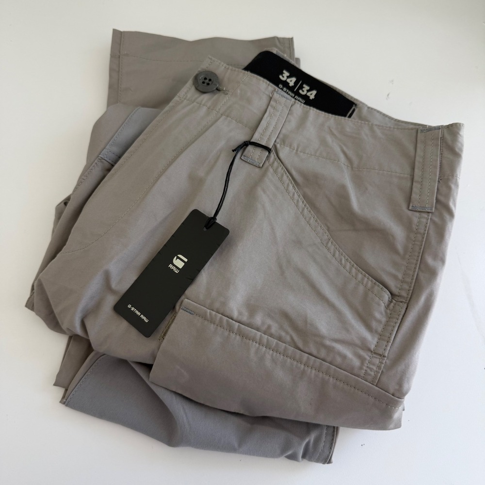G-Star Raw 3D Regular Tapered Cargo Pants Elephant Gray 34/34 NWT Men's